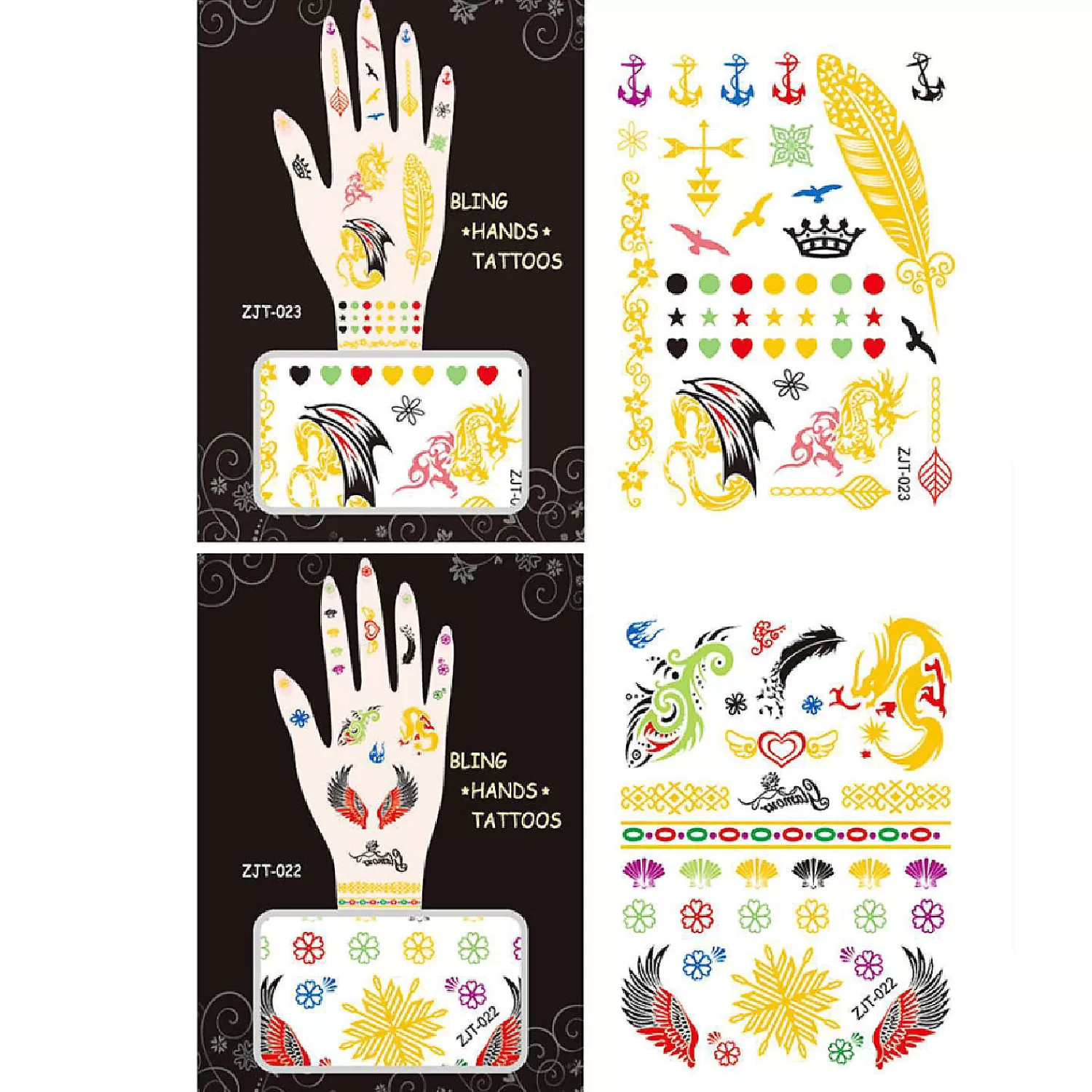 Oriental Trading Temporary Tattoos*Wrapables Metallic Body Art Hand Tattoos, Majestic